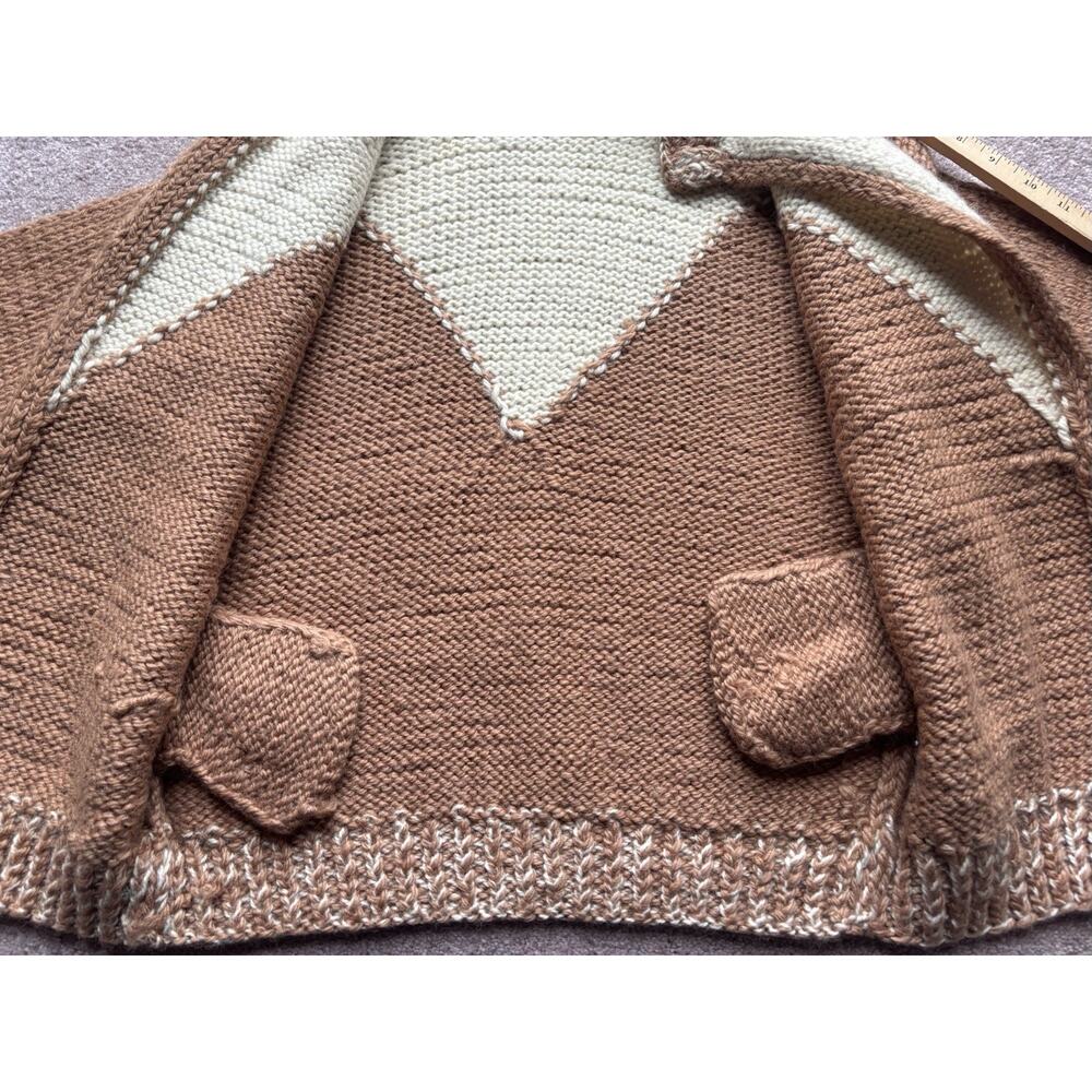 Vintage Hand Knit Cardigan Sweater S Crop Chunky Cottage Core Pockets! - Picture 5 of 7